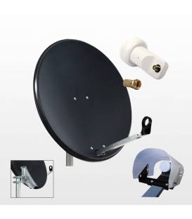 Kit HD-LINE PRO Parabole 80cm acier anthracite + LNB Single + Protection anti-pluie + 1 connecteur