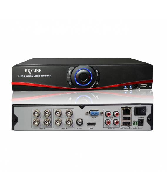 HD-LINE Enregistreur DVR 8 sorties Hybride AHD et IP - H.264 Vidéosurveillance caméras AHD 960P et IP 1080P 