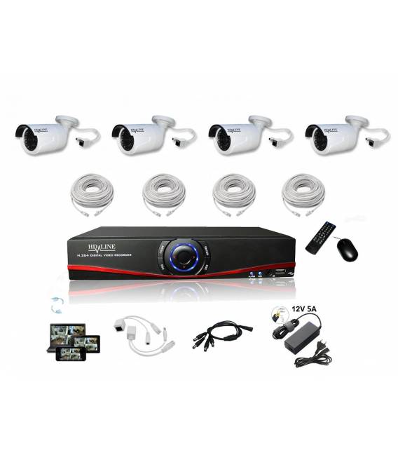 Kit Vidéosurveillance BFSAT avec 4 caméras IP, 1 NVR et l'ensemble des accesoires