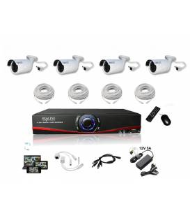 Kit Vidéosurveillance BFSAT avec 4 caméras IP, 1 NVR et l'ensemble des accesoires