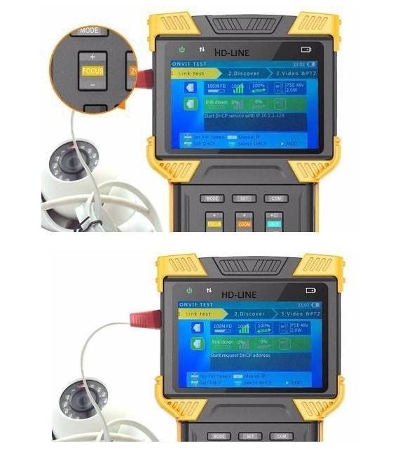 HD-LINE HD-162-T Mesureur de caméra Ecran 4" TFT Testeur 4-en-1 IP / AHD / TVI / Analogique