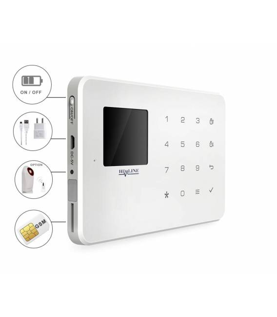  HD-LINE AL-18 Kit alarme sans fil GSM pour carte SIM uniquement + APP IOS Android + Détecteurs porte / PIR avec télécommandes