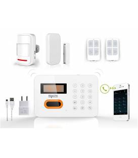 HD-LINE AL-10 Kit alarme sans fil Compatible téléphone fixe FT ADSL + Détecteurs porte / présence avec télécommandes
