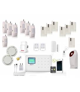 HD-LINE AL-18 Wireless GSM Alarm System + APP + 7 PIR / Door sensors + 2 smoke sensor + strobe sirene + remote control