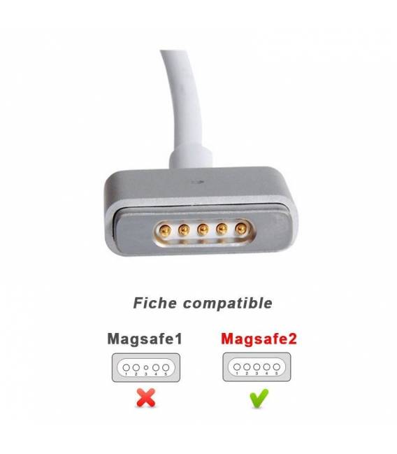 60W 16.5V 3.65A Chargeur pour Apple Fiche T Magsafe 2 pour MacBook 13" 15" Alimentation compatible pour nombreux modèles