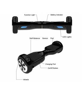 Hoverboard Gyropode Scooter électrique étanche Noir avec LED