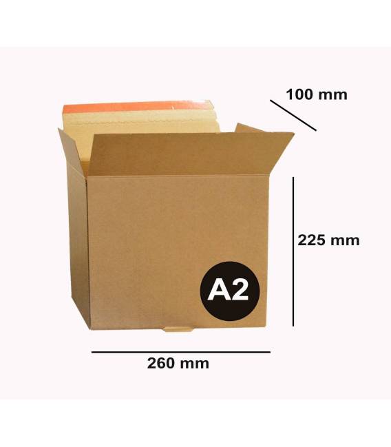 Boite A2 26 x 22.5 x 10 cm Carton à Fermeture adhésive / Fond automatique
