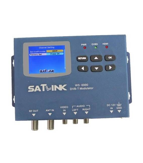 SATLINK WS-6990 Modulateur numérique DVB-T - Ecran LCD 2,4" - HDMI RCA AV Route DVB-T