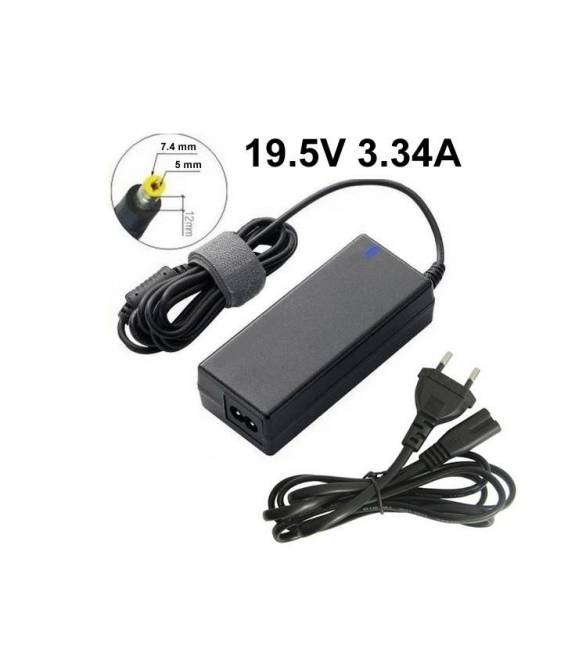 Chargeur de batterie ordinateur portable 19.5V 3.34A - Fiche 7.4 x 5 mm