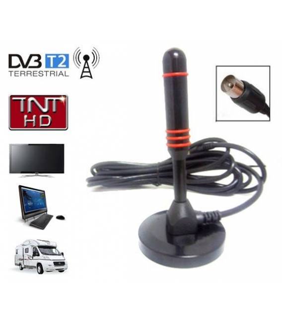 HD-LINE HD-980T Antenne terrestre TNT HD DVB-T / DVB-T2 intérieure - Gain 30dB - Portable