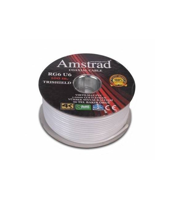 100M Cable coaxial RG6 U6 96 blindé Amstrad - Cable pour parabole et antenne terrestre