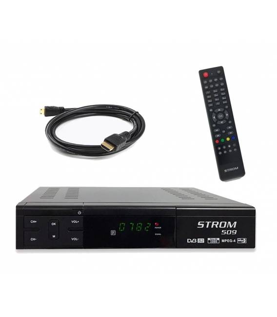 Démodulateur satellite STROM 509 FTA H.265 Full HD 2x USB LAN Ethernet Compatible IPTV Xtream