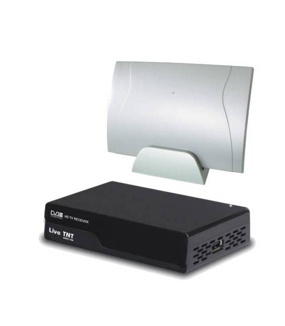 Kit terrestre HD Démodulateur TNT DVB-T2 + mini antenne intérieure FLAT MK2