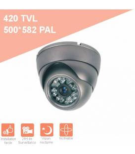 Camera de surveillance MD-200G Dome CCTV gris IR 24 LED - Couleur 420TVL metal