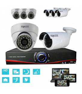 Überwachungskamera Set IP NVR + 4 Dome IP-1150 + 4 IP-1250 Kameras + 8x 20m RJ45 + 8x Adapter DC/RJ45 + 1/8 Splitter + Netzteil