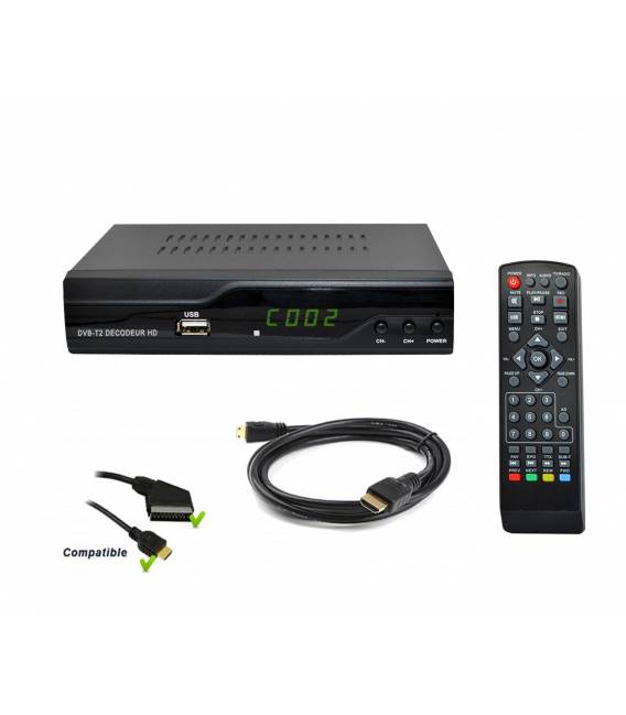 Tempo TNT 3000 Démodulateur DVB-T2 récepteur terrestre HD Compatible MPEG-4
