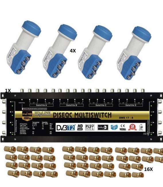 SET HD-LINE PRO MULTISWITCH 17/8 - 4 SATELLITES - 1 TERRESTRE / 8 DEMOS