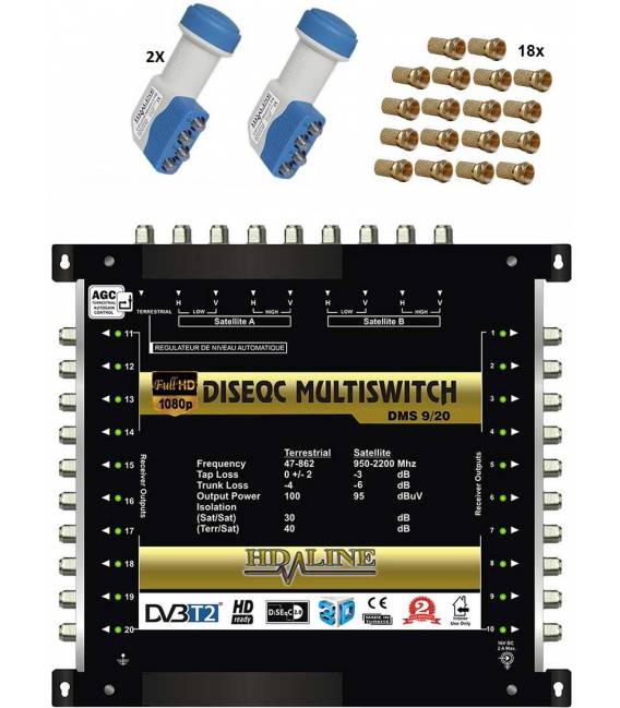 SET HD-LINE PRO MULTISWITCH 9/20 - 2SAT - 1TER / 20DEMOS