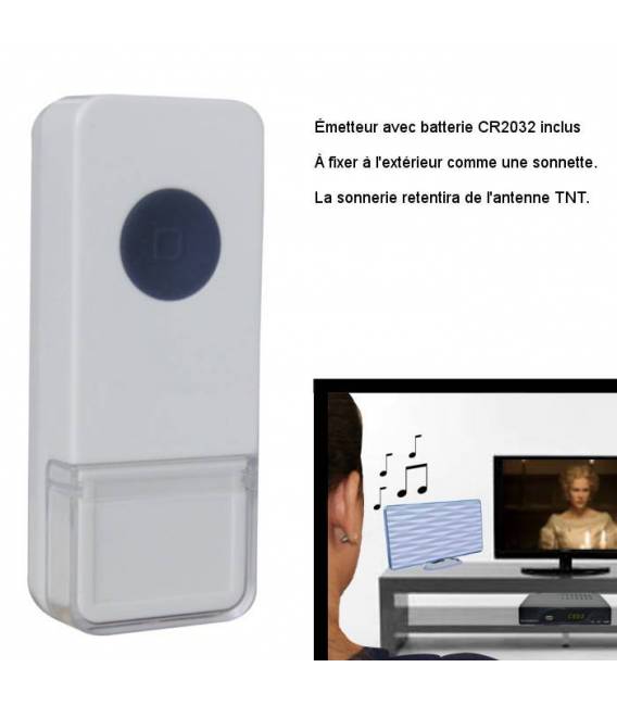 Kit TNT HD - Décodeur terrestre TNT DVB-T2 H.265 - USB / HDMI / Péritel + Mini antenne HDTV HD-935T (fonction sonnette)