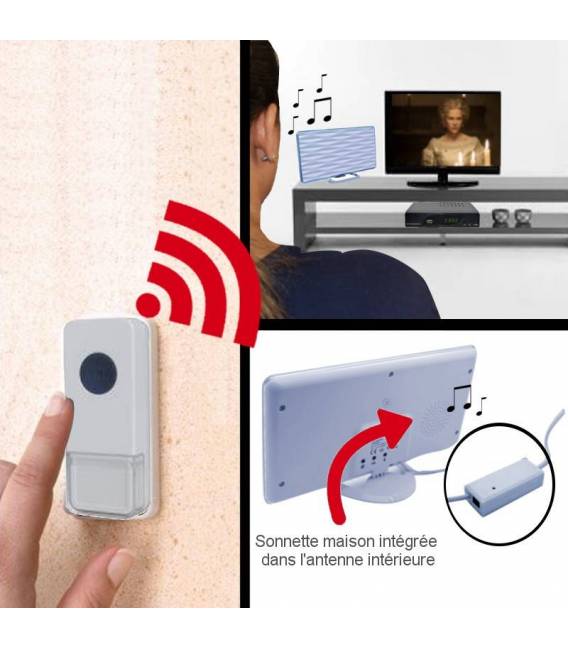 Kit TNT HD - Décodeur terrestre TNT DVB-T2 H.265 - USB / HDMI / Péritel + Mini antenne HDTV HD-935T (fonction sonnette)