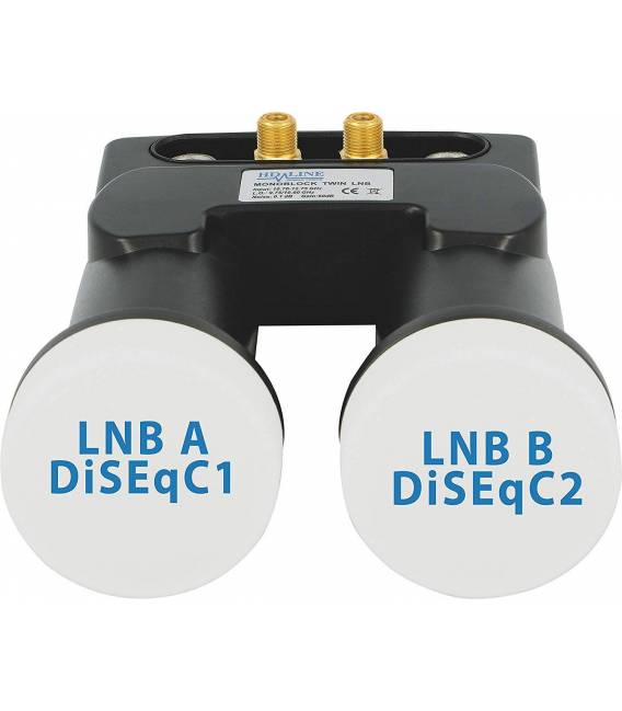 HD-LINE monobloc TWIN avec connecteur or LNB 0.1db FULL HD 3D astra 19.2° hotbird 13° DOUBLE TETE 2 SORTIES