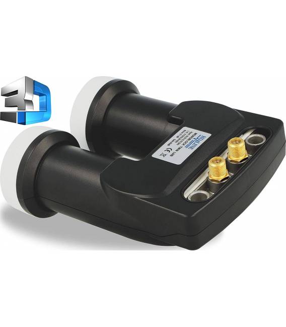 HD-LINE monobloc TWIN mit Verbinder gold LNB 0.1db FULL HD 3D astra 19.2° hotbird 13° 2 Ausgänge