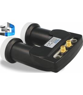 HD-LINE monobloc TWIN mit Verbinder gold LNB 0.1db FULL HD 3D astra 19.2° hotbird 13° 2 Ausgänge