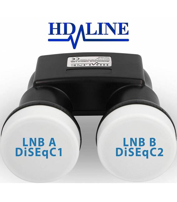 HD-LINE monobloc TWIN mit Verbinder gold LNB 0.1db FULL HD 3D astra 19.2° hotbird 13° 2 Ausgänge