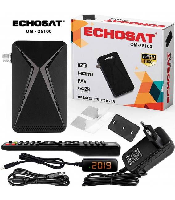 Echosat OM-26100 Mini Sat Receiver —DVB S/S2 Satelliten Receiver ✓Full HD ✓1080 P ✓HDMI ✓2 x USB 2.0 ✓HDTV [Digital Satelliten R