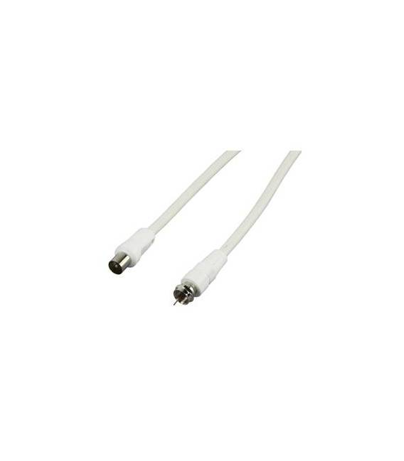 CABLE COAXIAL ANTENNE BLANC 1.5m MALE/CONNECTEUR F
