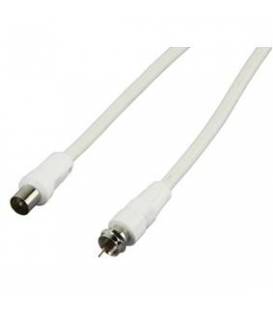 CABLE COAXIAL ANTENNE BLANC 1.5m MALE/CONNECTEUR F