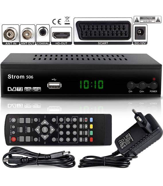 Strom 506 DVB-T2 Récepteur Numérique — ( Décodeur TNT Terrestre ) ✓DVB-T / DVB-T2 ✓ Full HD ✓MPEG 2 ✓MPEG 4 ✓H.265 ✓1080i ✓1080
