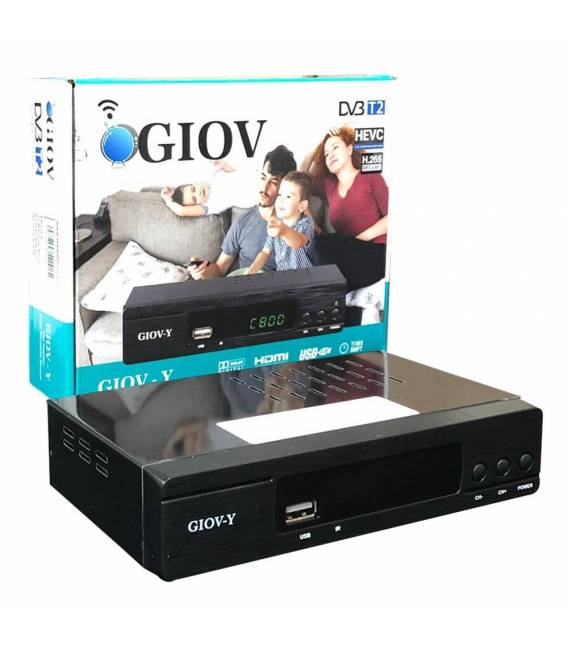 Giov Y DVB-T2 Receiver - HEVC/H.265 - H.264 / MPEG2 - MPEG4 / 1080i - 1080p Standard (Full HD 1080P, HDMI, SCART, USB 2.0) - Aut