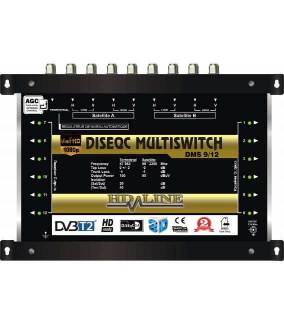 HD-LINE PRO MULTISWITCH 10/12 - 2 SATELLITES (+1 SAT 1 POLARITE) - 1 TERRESTRE / 12 DEMOS