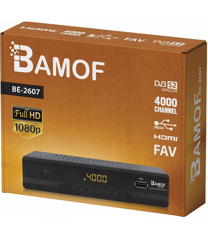 Récepteur Satellite Numérique Bamof BE-2607 - Préprogrammé Astra Hotbird Türksat - Full HD 1080p, HDMI, 2 Ports USB - Classe énergétique A