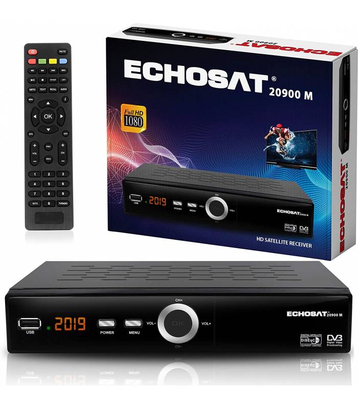 hd-line Echosat 20500 S Digital Satellite HD Receiver HDTV, DVB-S/DVB-S2, HDMI, AV, 2x USB 2.0, Full HD 1080p, Digital Audio Out Pre-programmed for Astra, Hotbird and Türksat