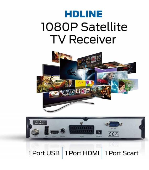 HD-Line | HD-310 Digitaler Satelliten Receiver —✓HD ✓FTA ✓USB ✓DVB-S2 ✓HDMI ✓DVB-S SCAR T
