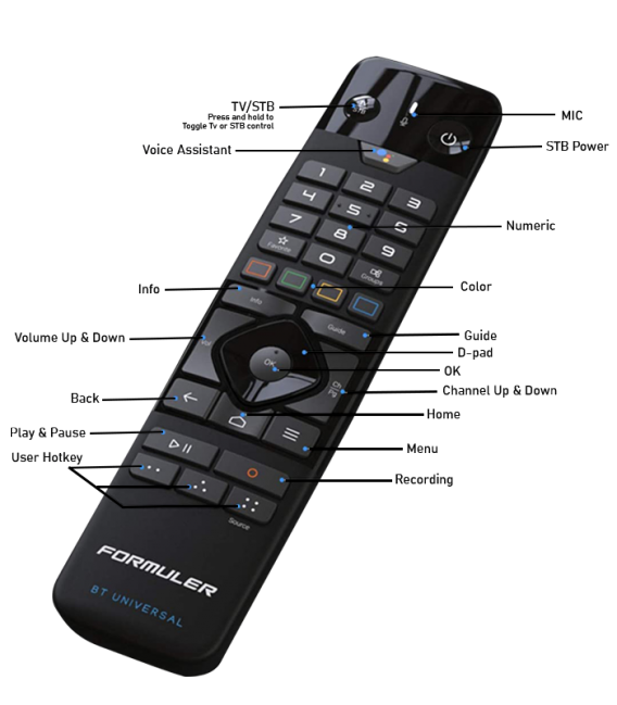 Formuler GTV-BT1 Télécommande vocale Bluetooth avancée avec contrôle TV universel