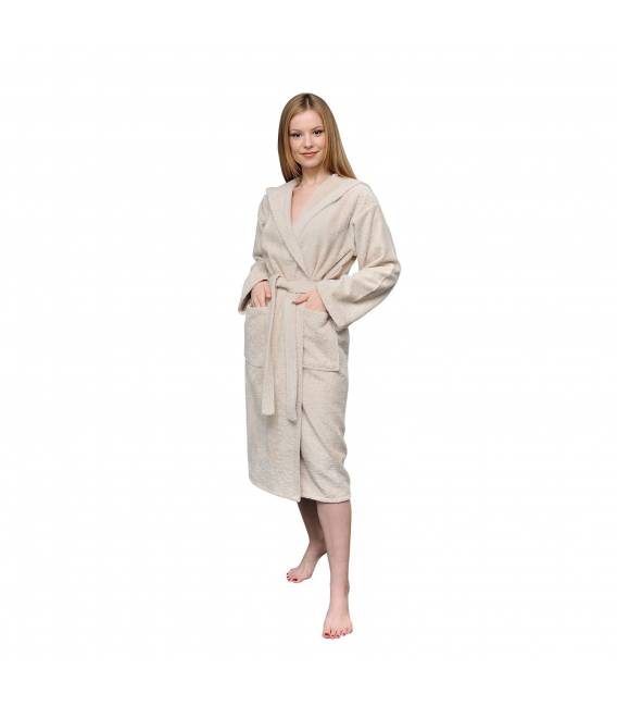 Leyf peignoir de bain S Taille femme et fille 100% coton certifié OEKO-TEX® - peignoir moelleux peignoir en microfibre, capuc