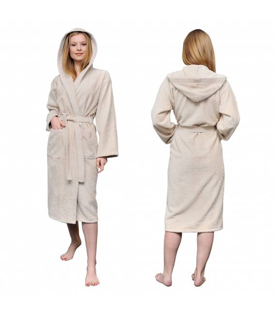 Leyf peignoir de bain S Taille femme et fille 100% coton certifié OEKO-TEX® - peignoir moelleux peignoir en microfibre, capuc
