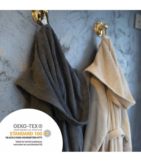 Leyf peignoir de bain homme et garçons taille L 100% coton certifié OEKO-TEX® - peignoir moelleux peignoir en microfibre, capuch