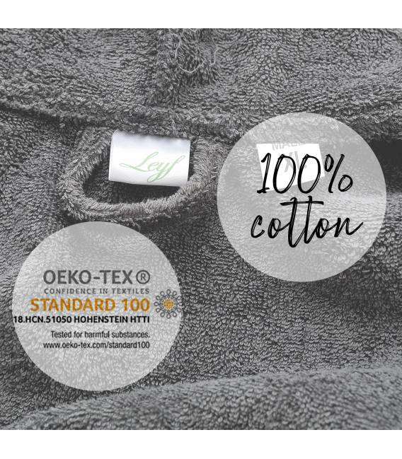 Leyf peignoir de bain homme et garçons taille L 100% coton certifié OEKO-TEX® - peignoir moelleux peignoir en microfibre, capuch