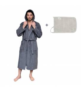 Leyf peignoir de bain homme et garçons taille L 100% coton certifié OEKO-TEX® - peignoir moelleux peignoir en microfibre, capuch