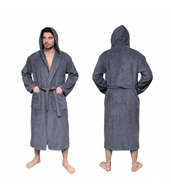 Leyf peignoir de bain homme et garçons taille L 100% coton certifié OEKO-TEX® - peignoir moelleux peignoir en microfibre, capuch