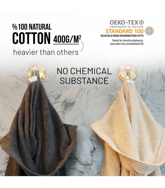 Leyf peignoir de bain homme et garçons Taille XL 100% coton certifié OEKO-TEX® - peignoir moelleux peignoir en microfibre