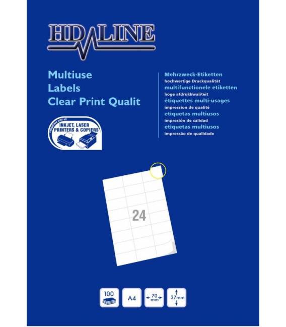 1X a4 24 étiquettes HD-LINE feuilleAutocollant 70mm x 37mm 100 pcs