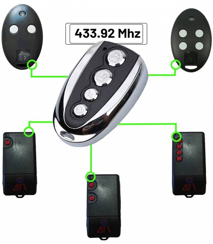Portail Alarme 4 boutons 2 Télécommandes universelle 433 92MHZ Porte de Garage