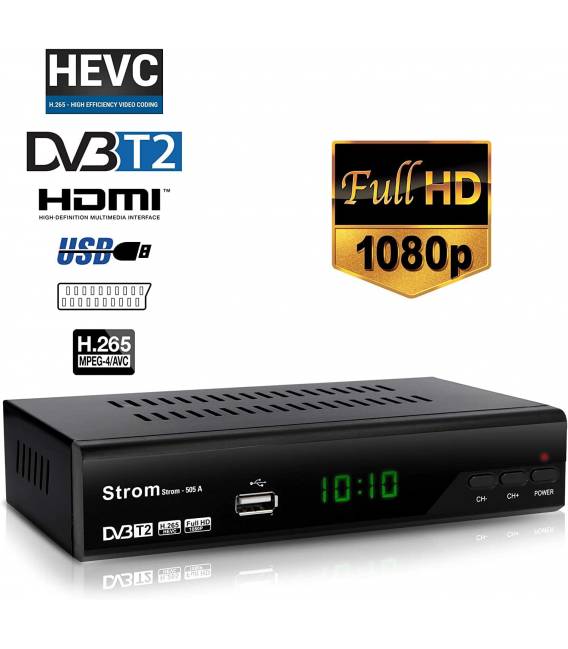 Strom-505 Décodeur terrestre TNT HD DVB-T2 H.265 HEVC