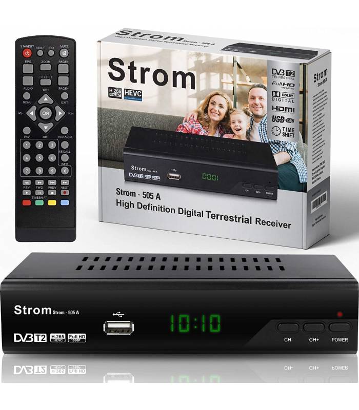 Strom-505 H.265 HEVC DVB-T2 Receiver terrestrisch Full HD für neue Kanäle ! 