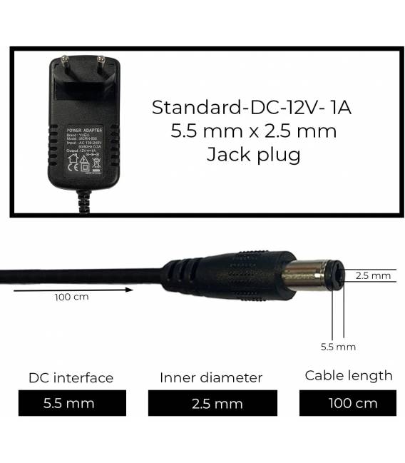 ALIMENTATION 12V 1A 5.5X2.5MM